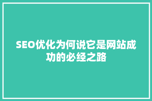 SEO优化为何说它是网站成功的必经之路