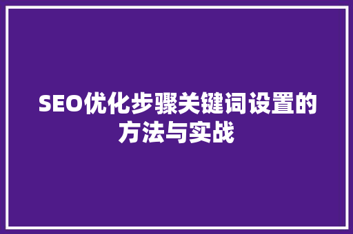 SEO优化步骤关键词设置的方法与实战