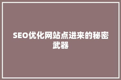 SEO优化网站点进来的秘密武器