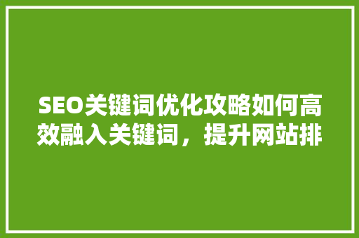 SEO关键词优化攻略如何高效融入关键词，提升网站排名