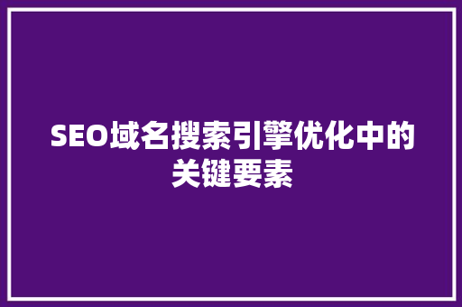 SEO域名搜索引擎优化中的关键要素