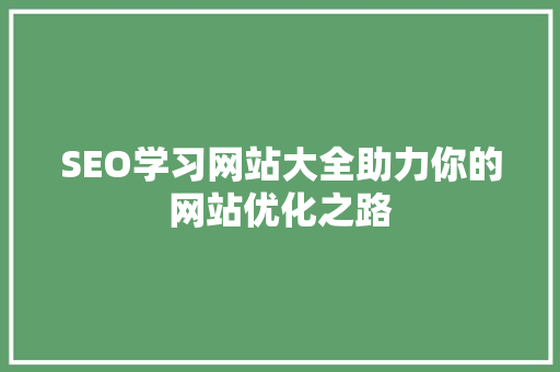 SEO学习网站大全助力你的网站优化之路