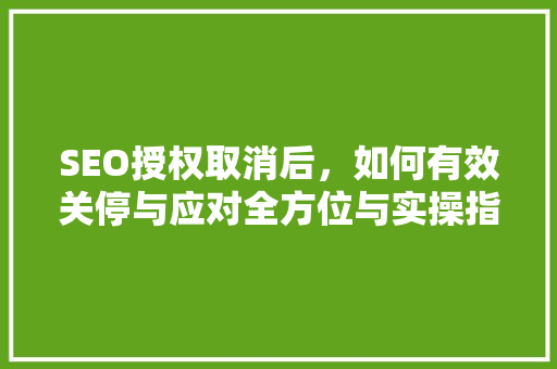 SEO授权取消后，如何有效关停与应对全方位与实操指南