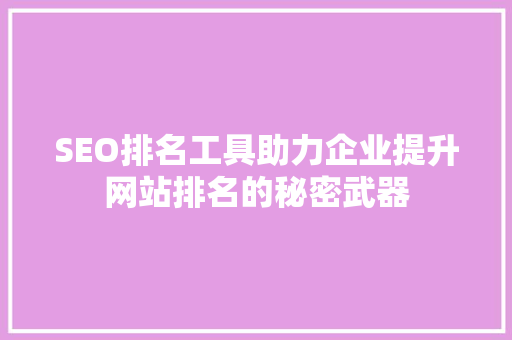 SEO排名工具助力企业提升网站排名的秘密武器