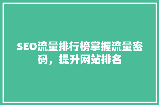 SEO流量排行榜掌握流量密码，提升网站排名