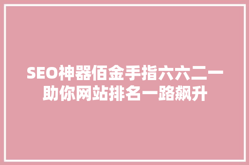 SEO神器佰金手指六六二一助你网站排名一路飙升