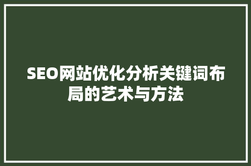 SEO网站优化分析关键词布局的艺术与方法