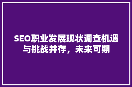 SEO职业发展现状调查机遇与挑战并存，未来可期