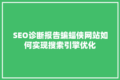 SEO诊断报告蝙蝠侠网站如何实现搜索引擎优化