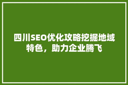 四川SEO优化攻略挖掘地域特色，助力企业腾飞