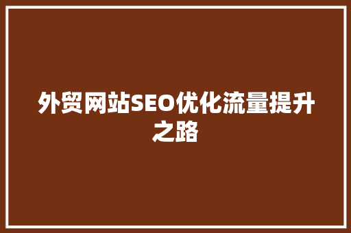 外贸网站SEO优化流量提升之路