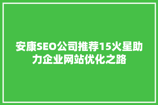 安康SEO公司推荐15火星助力企业网站优化之路