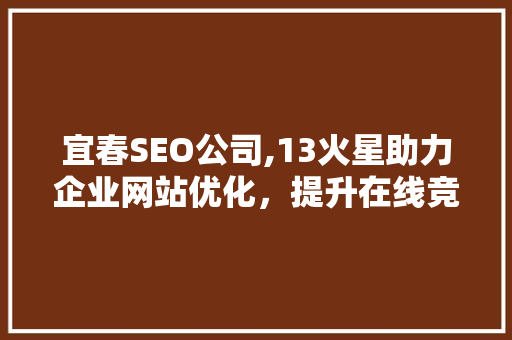 宜春SEO公司,13火星助力企业网站优化，提升在线竞争力