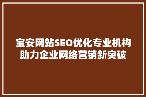 宝安网站SEO优化专业机构助力企业网络营销新突破