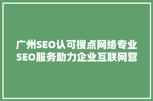 广州SEO认可搜点网络专业SEO服务助力企业互联网营销