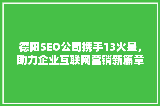 德阳SEO公司携手13火星，助力企业互联网营销新篇章