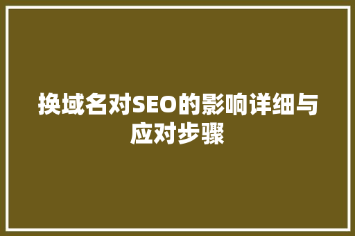 换域名对SEO的影响详细与应对步骤