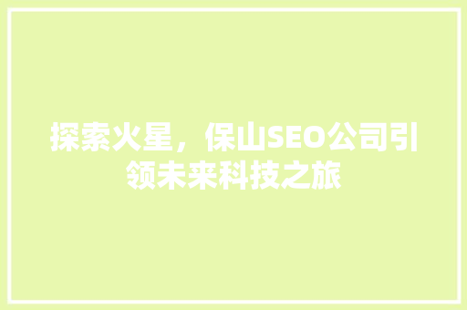 探索火星，保山SEO公司引领未来科技之旅