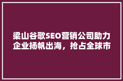 梁山谷歌SEO营销公司助力企业扬帆出海，抢占全球市场先机  第1张