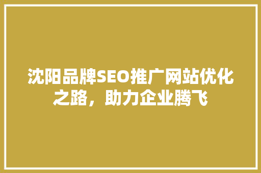 沈阳品牌SEO推广网站优化之路，助力企业腾飞