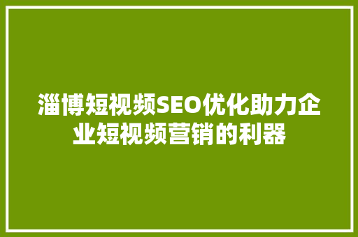 淄博短视频SEO优化助力企业短视频营销的利器