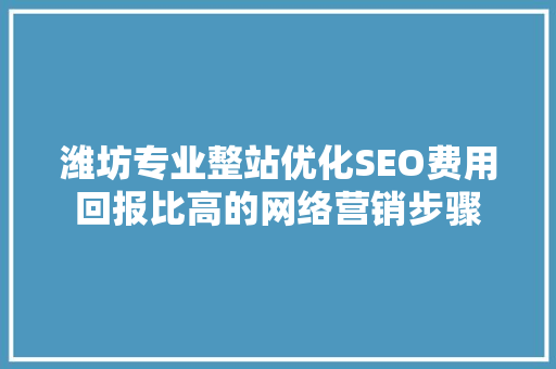 潍坊专业整站优化SEO费用回报比高的网络营销步骤
