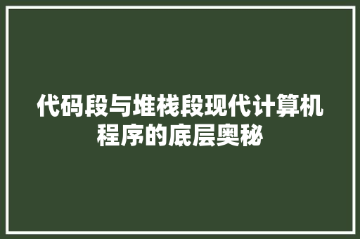 代码段与堆栈段现代计算机程序的底层奥秘