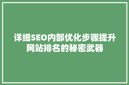 详细SEO内部优化步骤提升网站排名的秘密武器