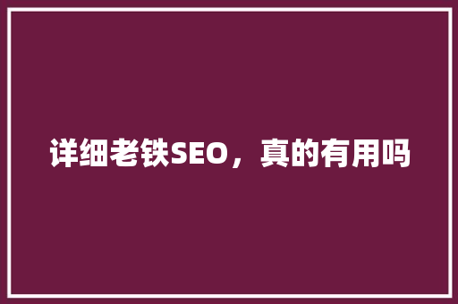 详细老铁SEO，真的有用吗