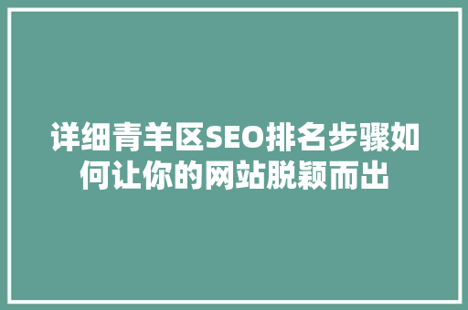 详细青羊区SEO排名步骤如何让你的网站脱颖而出