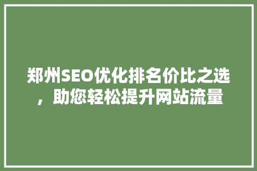 郑州SEO优化排名价比之选，助您轻松提升网站流量