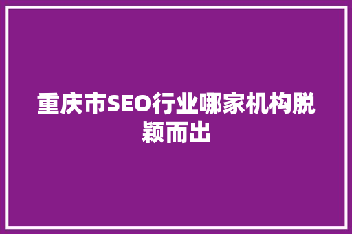 重庆市SEO行业哪家机构脱颖而出