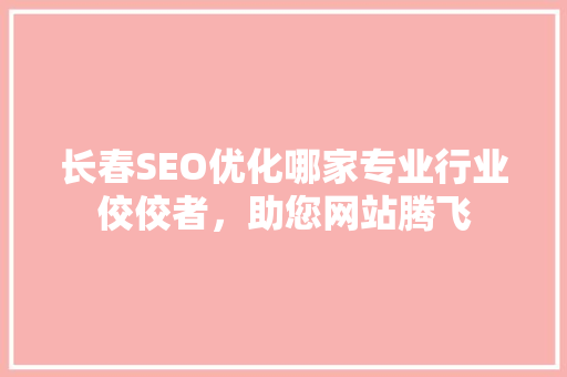 长春SEO优化哪家专业行业佼佼者，助您网站腾飞