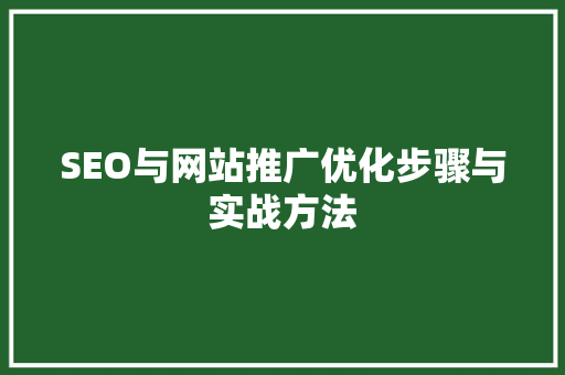 SEO与网站推广优化步骤与实战方法