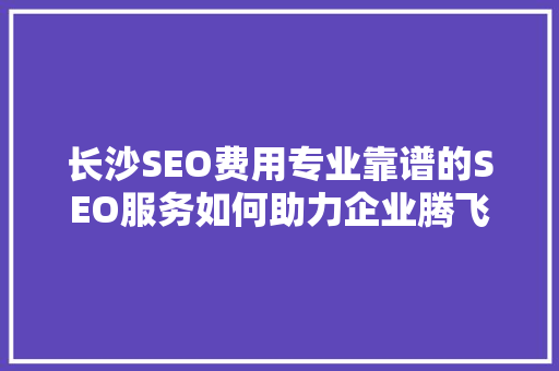 长沙SEO费用专业靠谱的SEO服务如何助力企业腾飞