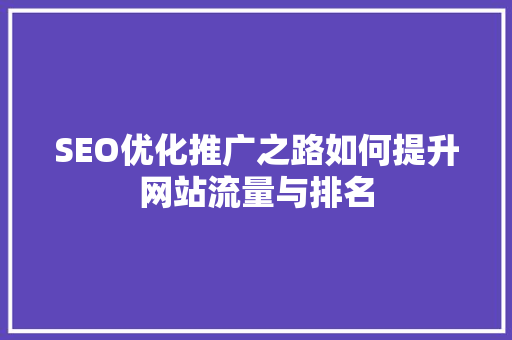 SEO优化推广之路如何提升网站流量与排名  第1张
