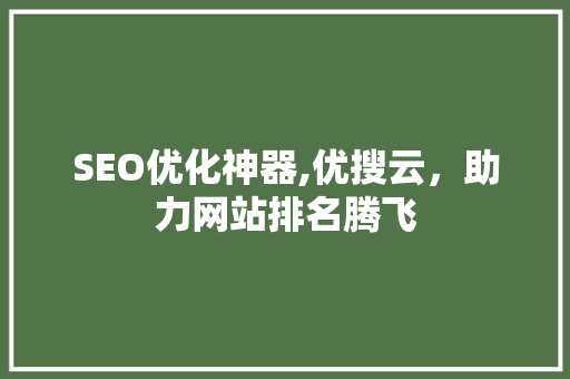 SEO优化神器,优搜云，助力网站排名腾飞