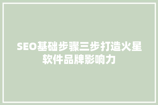 SEO基础步骤三步打造火星软件品牌影响力