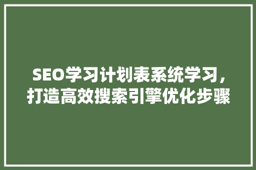 SEO学习计划表系统学习，打造高效搜索引擎优化步骤