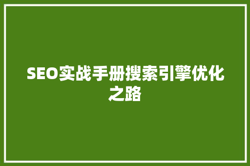 SEO实战手册搜索引擎优化之路