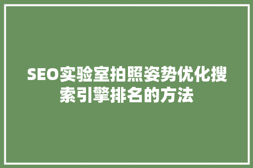 SEO实验室拍照姿势优化搜索引擎排名的方法