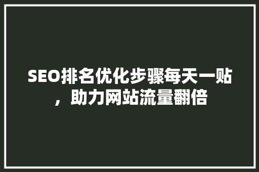 SEO排名优化步骤每天一贴，助力网站流量翻倍