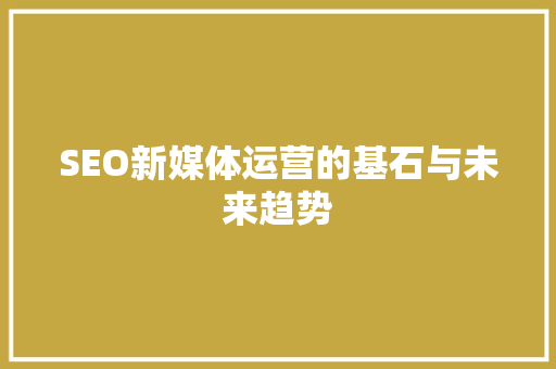 SEO新媒体运营的基石与未来趋势