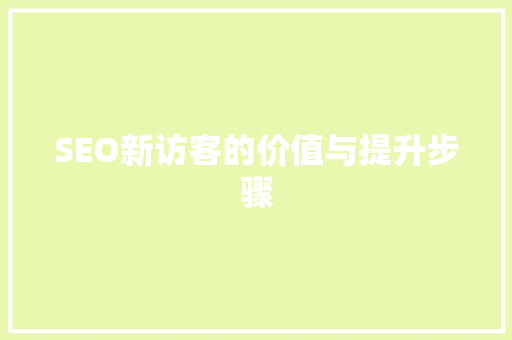 SEO新访客的价值与提升步骤