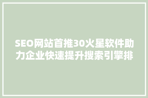 SEO网站首推30火星软件助力企业快速提升搜索引擎排名