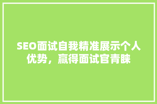 SEO面试自我精准展示个人优势，赢得面试官青睐