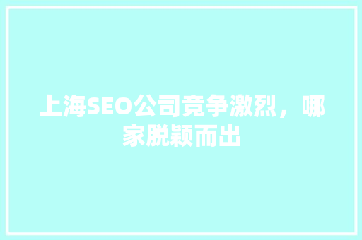 上海SEO公司竞争激烈，哪家脱颖而出