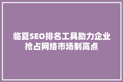 临夏SEO排名工具助力企业抢占网络市场制高点