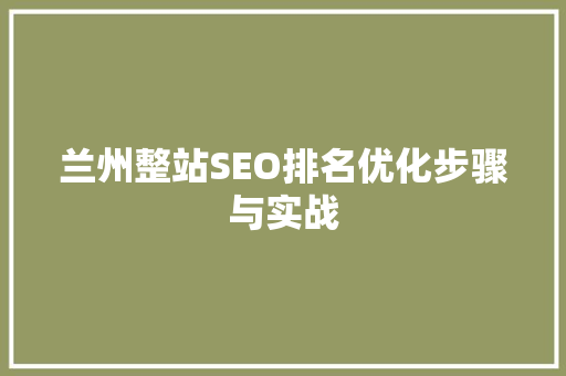 兰州整站SEO排名优化步骤与实战