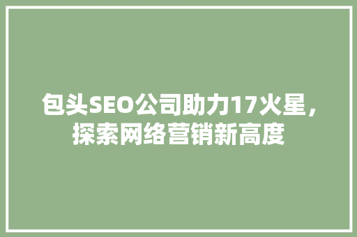 包头SEO公司助力17火星，探索网络营销新高度